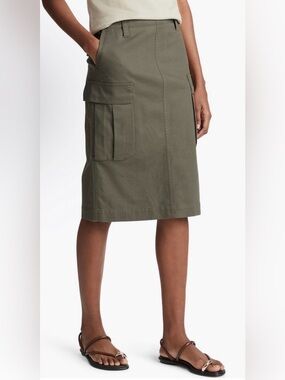 Vince Olive Utility Cargo Midi Skirt